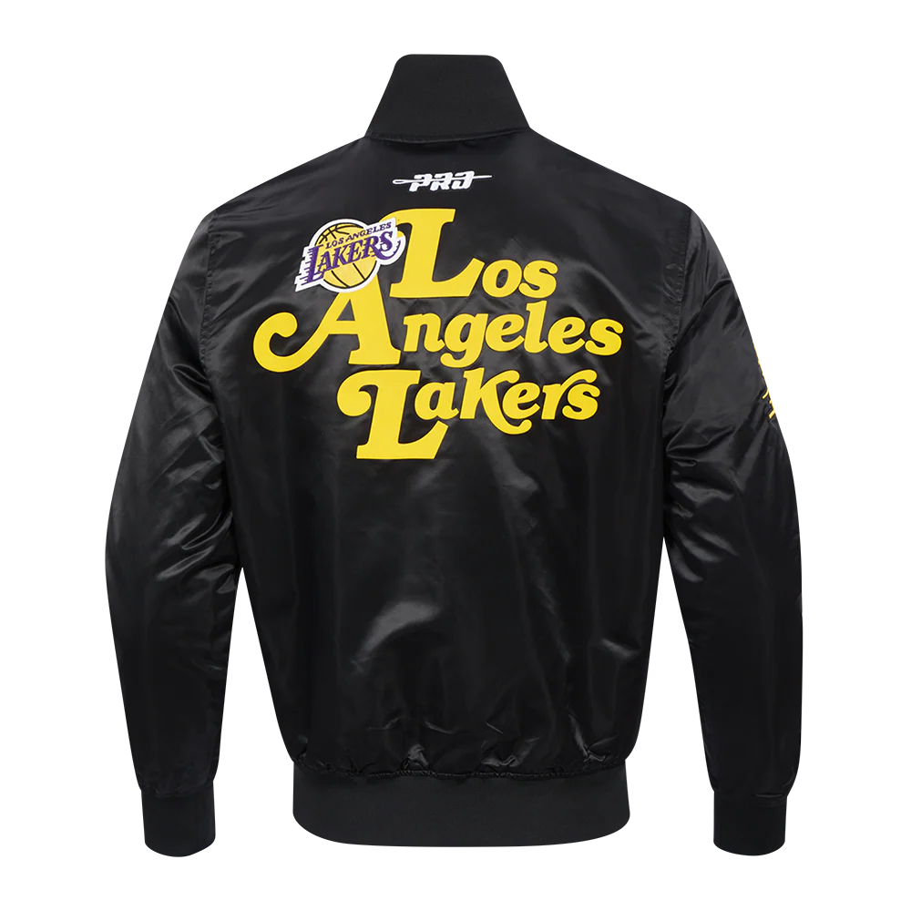 NBA LOS ANGELES LAKERS SOUVENIR MEN'S SATIN JACKET (BLACK) - Image 7