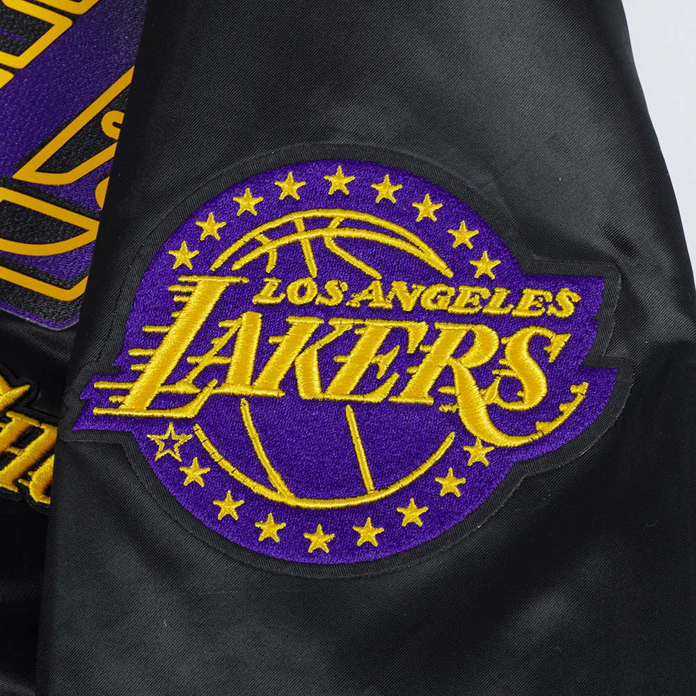 NBA LOS ANGELES LAKERS CITY EDITION 24-25 MEN'S RIB SATIN JACKET (BLACK/PURPLE) - Image 6