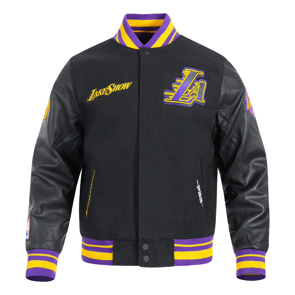 NBA LOS ANGELES LAKERS CITY EDITION 24-25 MEN'S RIB WOOL VARSITY JAC (BLACK/PURPLE)