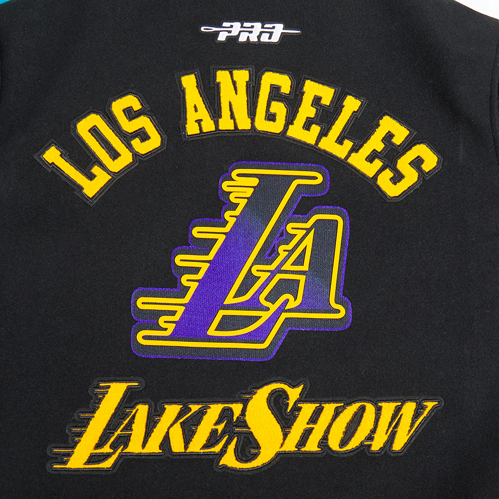 NBA LOS ANGELES LAKERS CITY EDITION 24-25 MEN'S RIB WOOL VARSITY JAC (BLACK/PURPLE) - Image 10