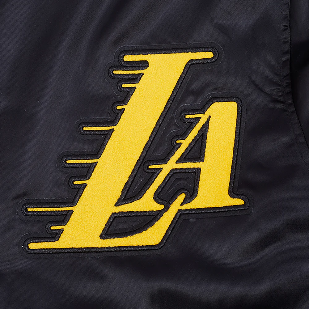 NBA LOS ANGELES LAKERS BEST OF MEN'S RIB SATIN JACKET (BLACK/PURPLE) - Image 11