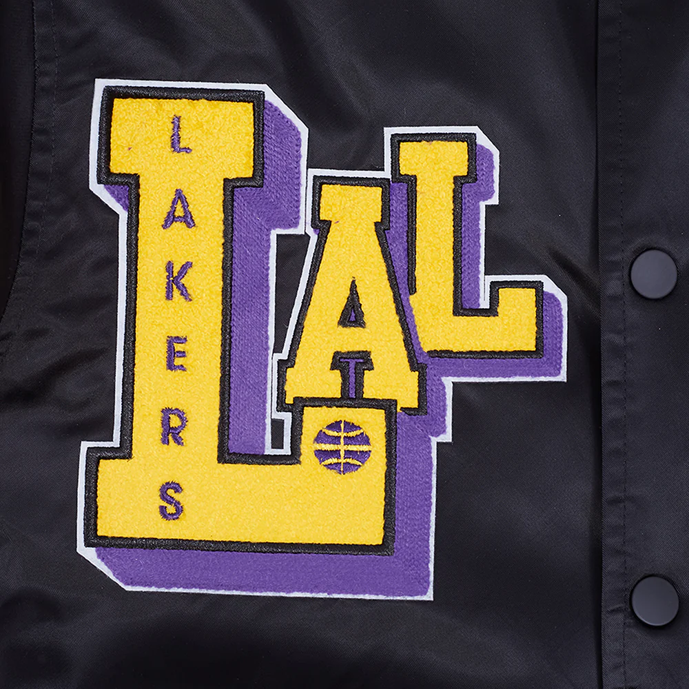 NBA LOS ANGELES LAKERS BEST OF MEN'S RIB SATIN JACKET (BLACK/PURPLE) - Image 12