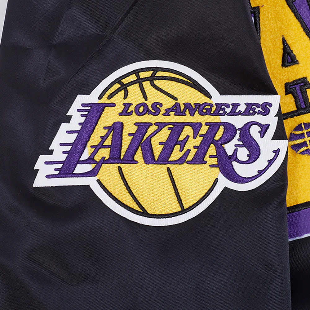 NBA LOS ANGELES LAKERS BEST OF MEN'S RIB SATIN JACKET (BLACK/PURPLE) - Image 7