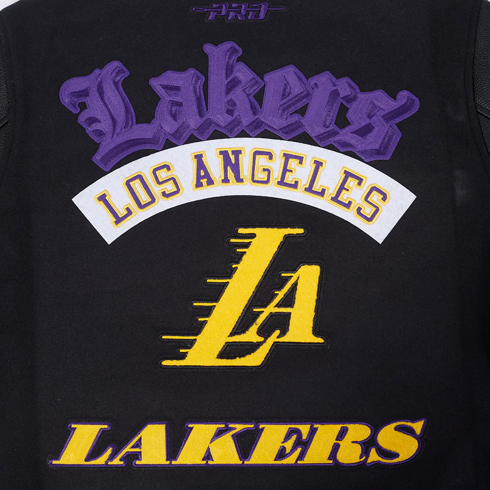 NBA LOS ANGELES LAKERS BEST OF MEN'S RIB WOOL VARSITY JACKET (BLACK/PURPLE) - Image 10