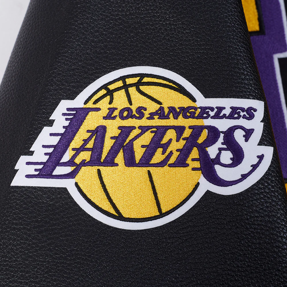 NBA LOS ANGELES LAKERS BEST OF MEN'S RIB WOOL VARSITY JACKET (BLACK/PURPLE) - Image 8