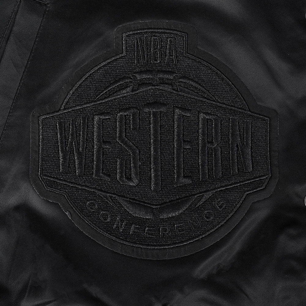 NBA LOS ANGELES LAKERS BLACKOUT MEN'S SATIN JACKET (BLACK) - Image 8