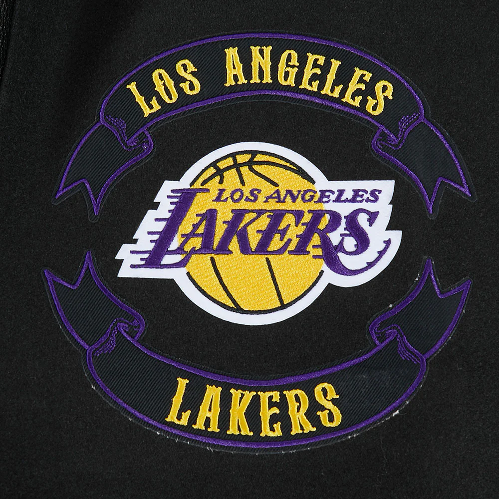 NBA LOS ANGELES LAKERS BORN FOR SPORT MEN'S WOOL VARSITY JACKET (JET BLACK) - Image 8