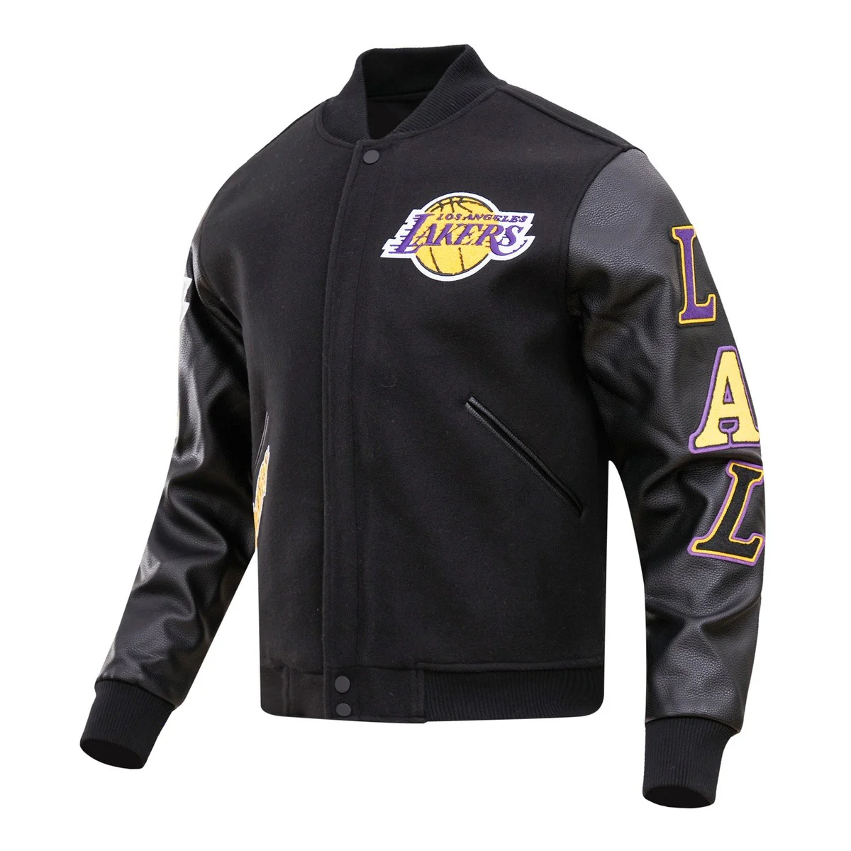 NBA LOS ANGELES LAKERS CLASSIC WOOL MEN'S VARSITY JACKET (BLACK) - Image 2
