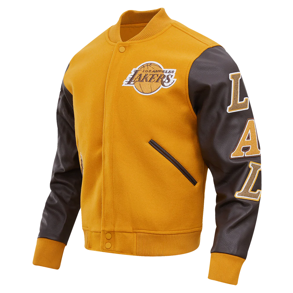 NBA LOS ANGELES LAKERS CLASSIC WOOL MEN'S VARSITY JACKET (BROWN) - Image 8