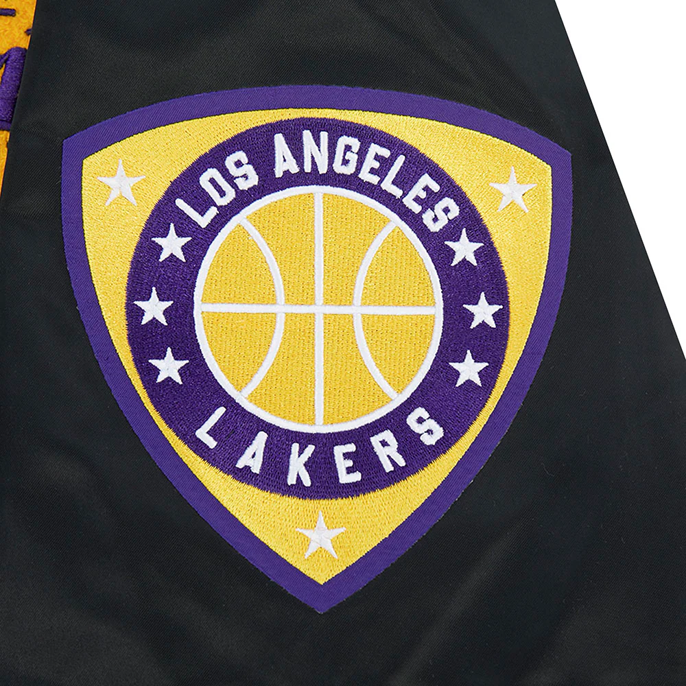 NBA LOS ANGELES LAKERS LETTERMAN MEN'S SATIN JACKET (BLACK) - Image 10