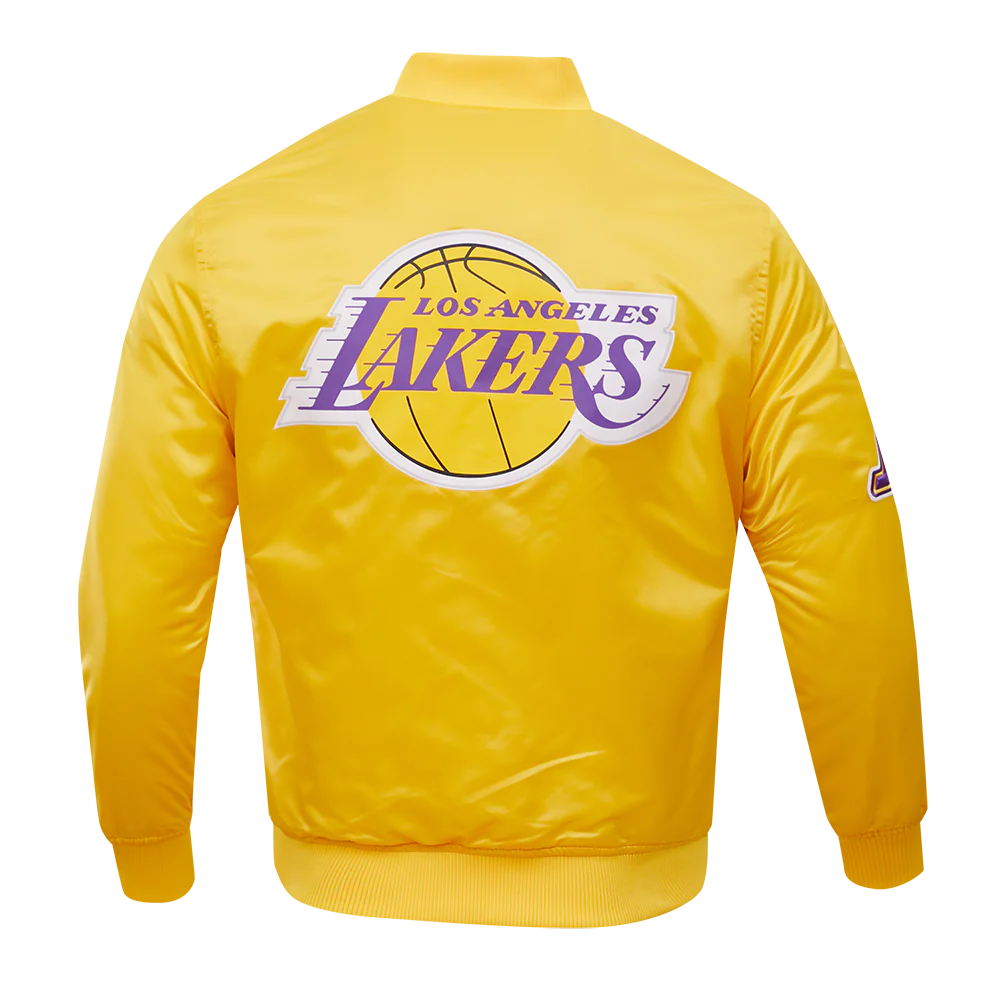 NBA LOS ANGELES LAKERS BIG LOGO MEN'S SATIN JACKET (YELLOW) - Image 16