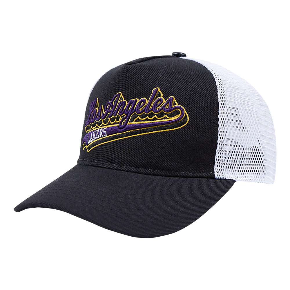 NBA LOS ANGELES LAKERS SCRIPT TAIL TRUCKER HAT (BLACK) - Image 3