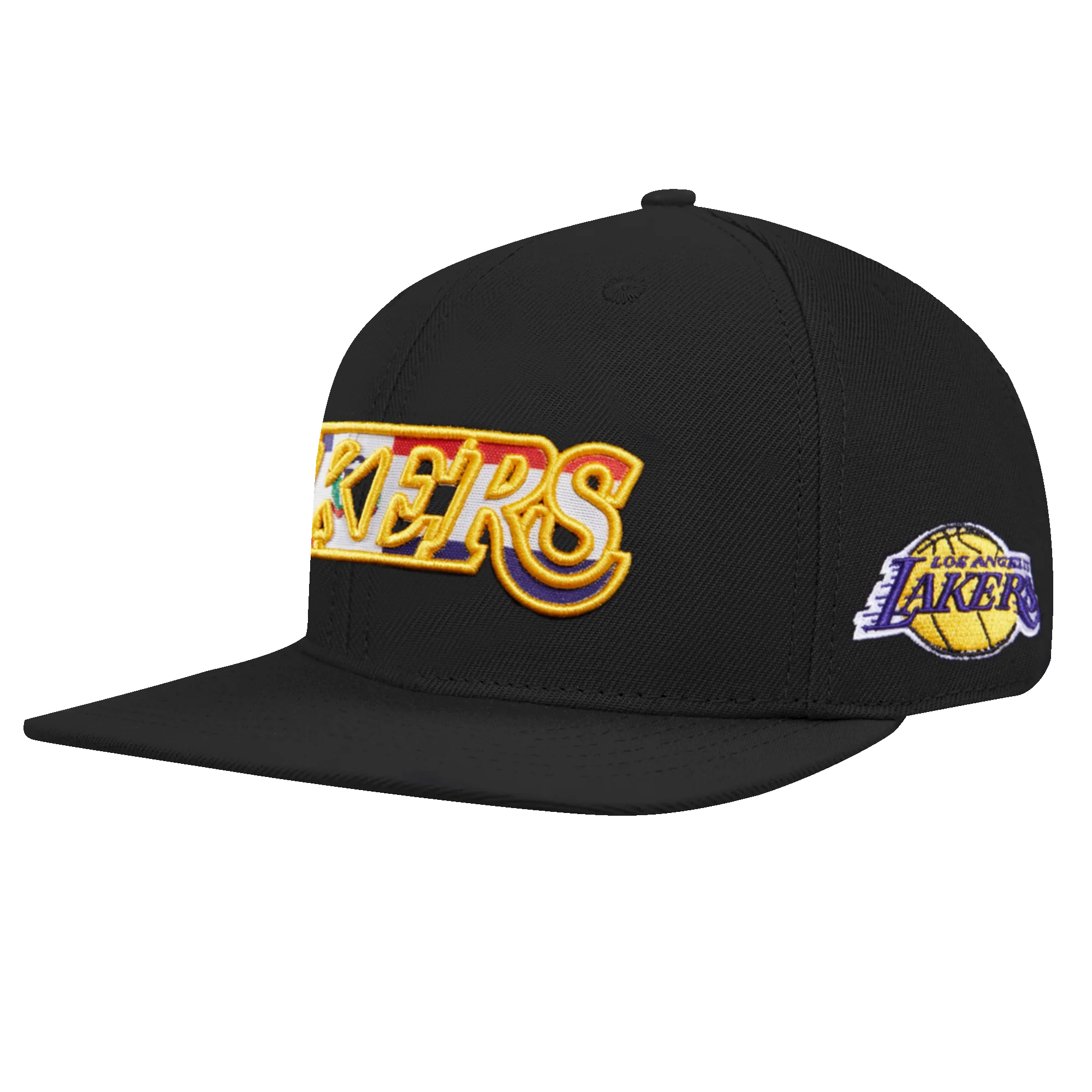 NBA LOS ANGELES LAKERS DOMINICAN REPUBLIC WORDMARK WOOL UNISEX SNAPBACK HAT (BLACK) - Image 3