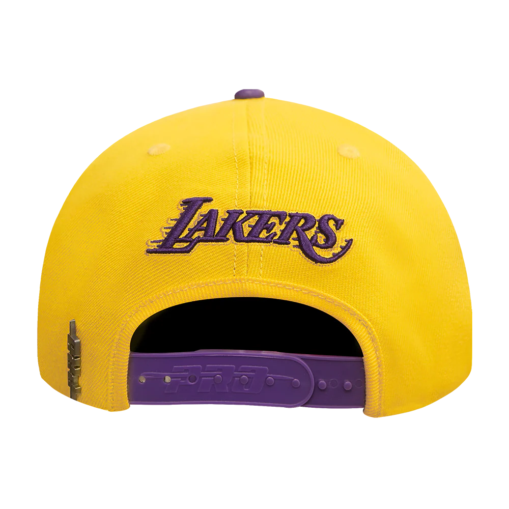 NBA LOS ANGELES LAKERS OLD ENGLISH UNISEX 6 PANEL SNAPBACK HAT (YELLOW) - Image 5