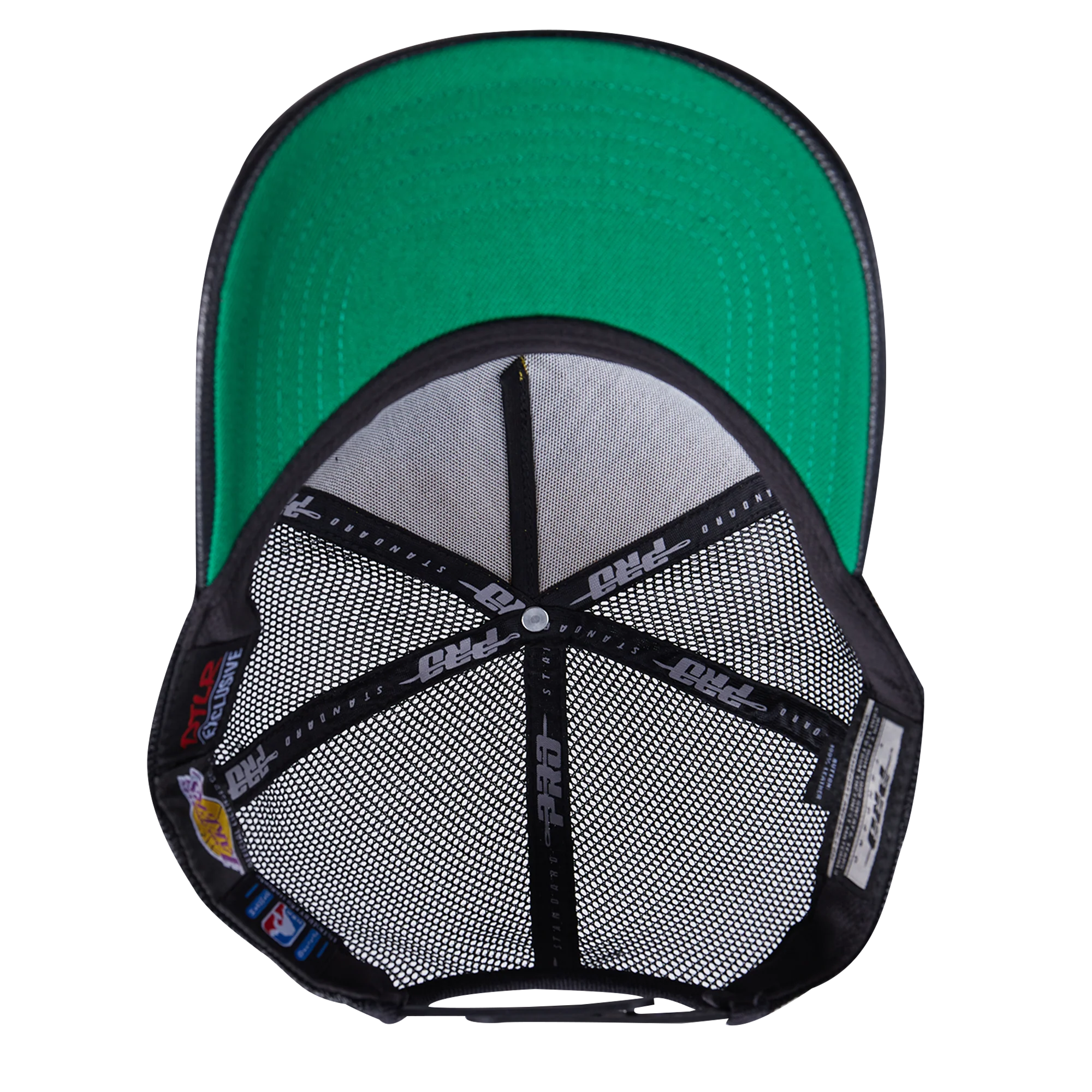 NBA LOS ANGELES LAKERS WORDMARK LOGO LEATHER PINCH FRONT TRUCKER (BLACK/YELLOW) - Image 6