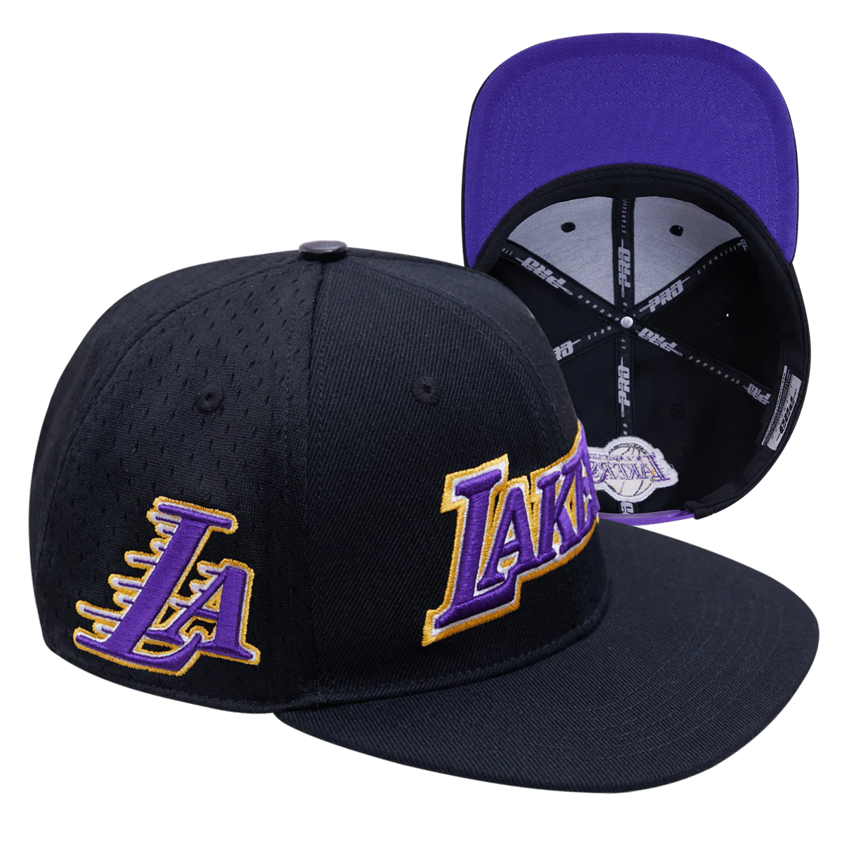 NBA LOS ANGELES LAKERS PINCH FRONT MESH BACK HAT (BLACK) - Image 6