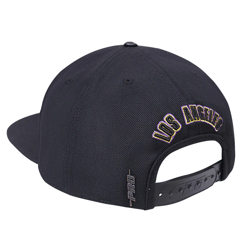 NBA LOS ANGELES LAKERS RETRO CLASSIC UNISEX LOGO WOOL SNAPBACK HAT (BLACK) - Image 3
