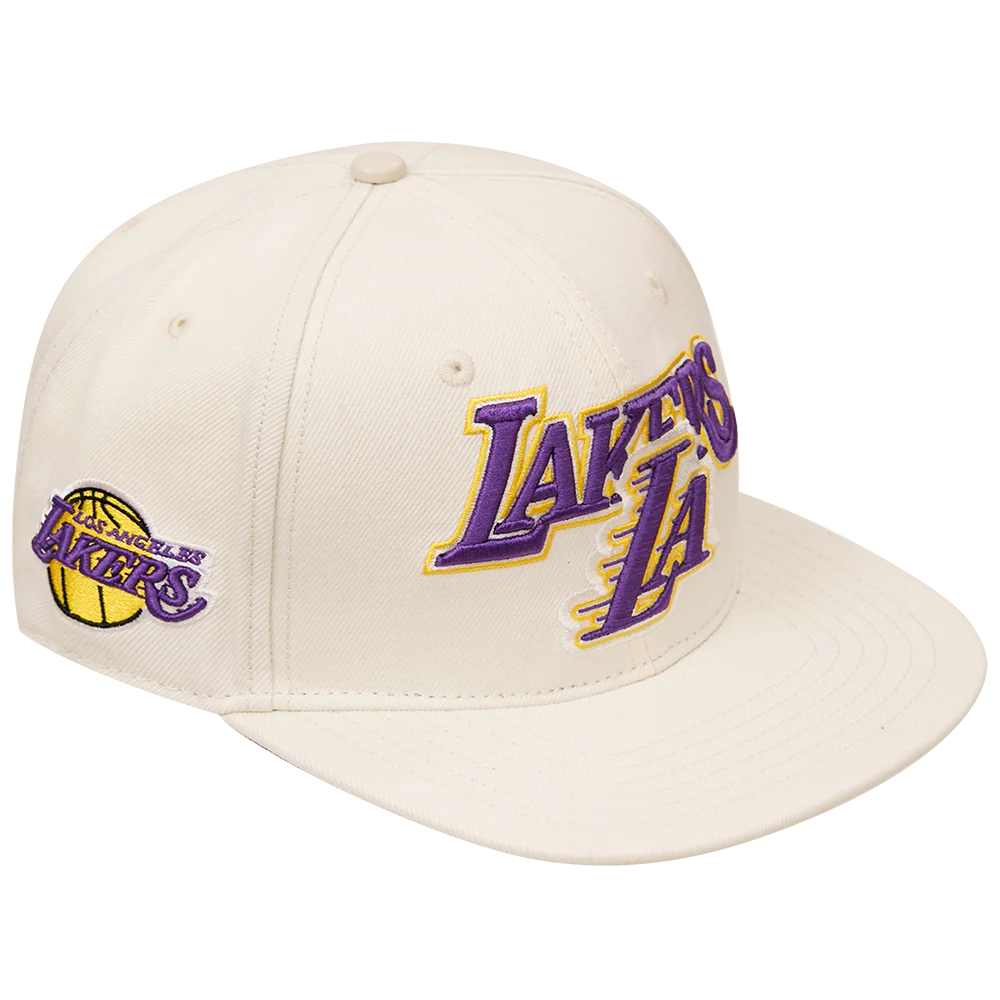 NBA LOS ANGELES LAKERS RETRO CLASSIC UNISEX LOGO WOOL SNAPBACK HAT (EGGSHELL) - Image 3
