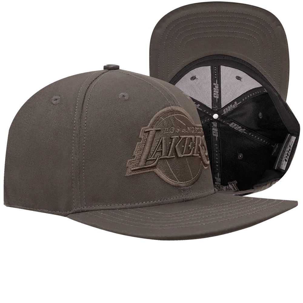 NBA LOS ANGELES LAKERS NEUTRAL WOOL UNISEX SNAPBACK HAT (DARK TAUPE) - Image 8