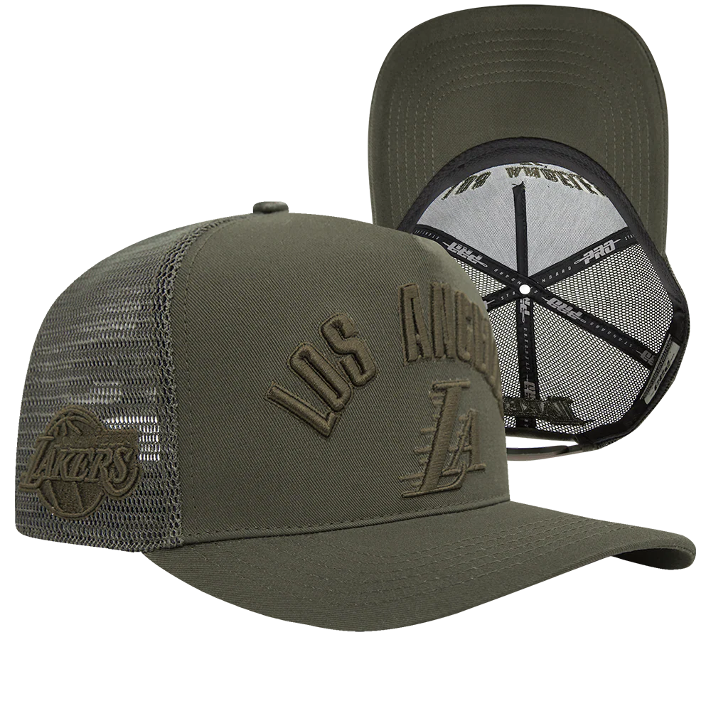 NBA LOS ANGELES LAKERS NEUTRAL PINCH FRONT TRUCKER HAT (DARK TAUPE) - Image 7