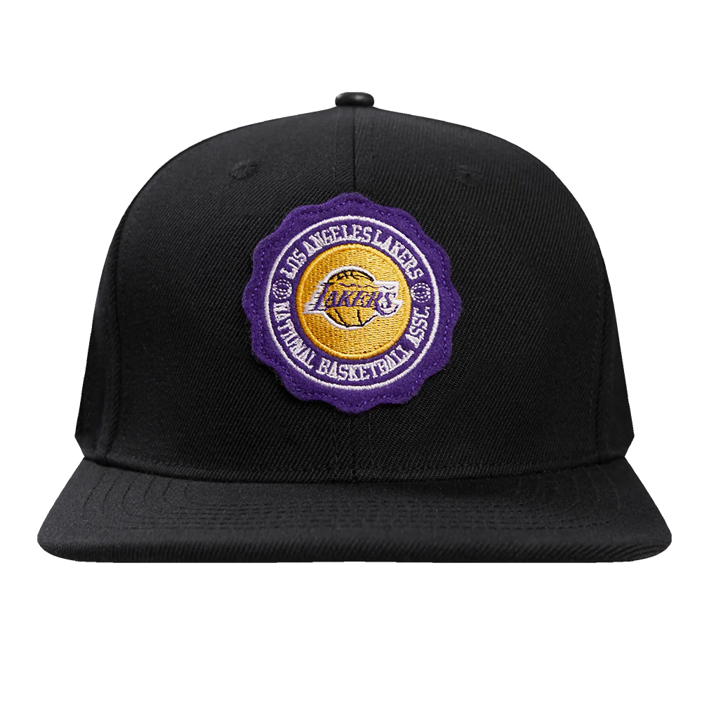 NBA LOS ANGELES LAKERS CREST EMBLEM UNISEX WOOL SNAPBACK HAT (BLACK)