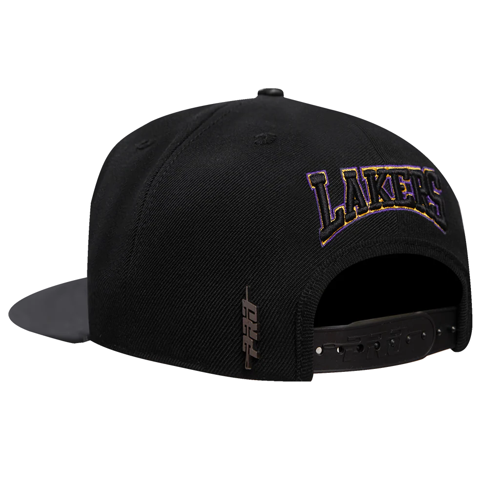 NBA LOS ANGELES LAKERS CREST EMBLEM UNISEX WOOL SNAPBACK HAT (BLACK) - Image 4