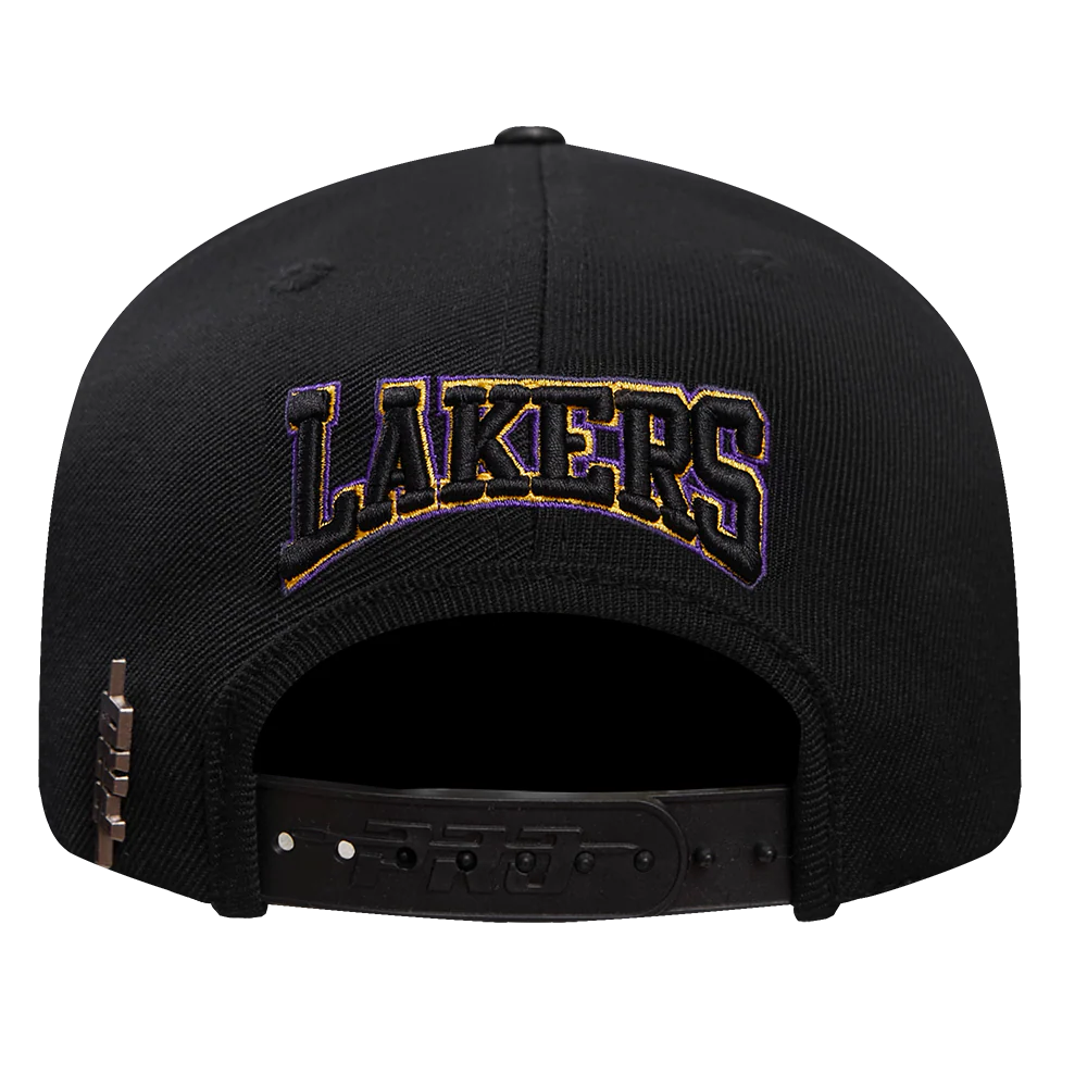 NBA LOS ANGELES LAKERS CREST EMBLEM UNISEX WOOL SNAPBACK HAT (BLACK) - Image 5