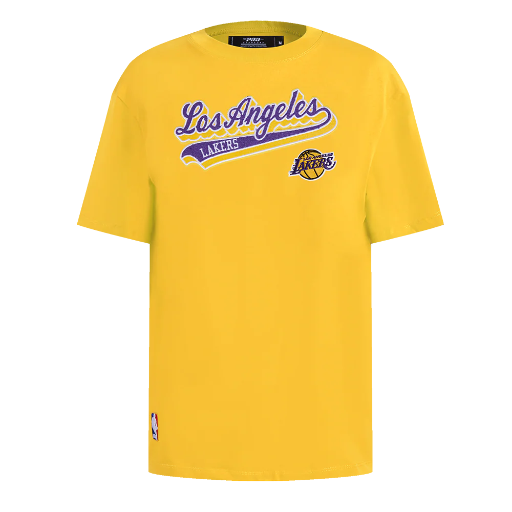NBA LOS ANGELES LAKERS SCRIPT TAIL WOMEN'S BOYFRIEND TEE (YELLOW)