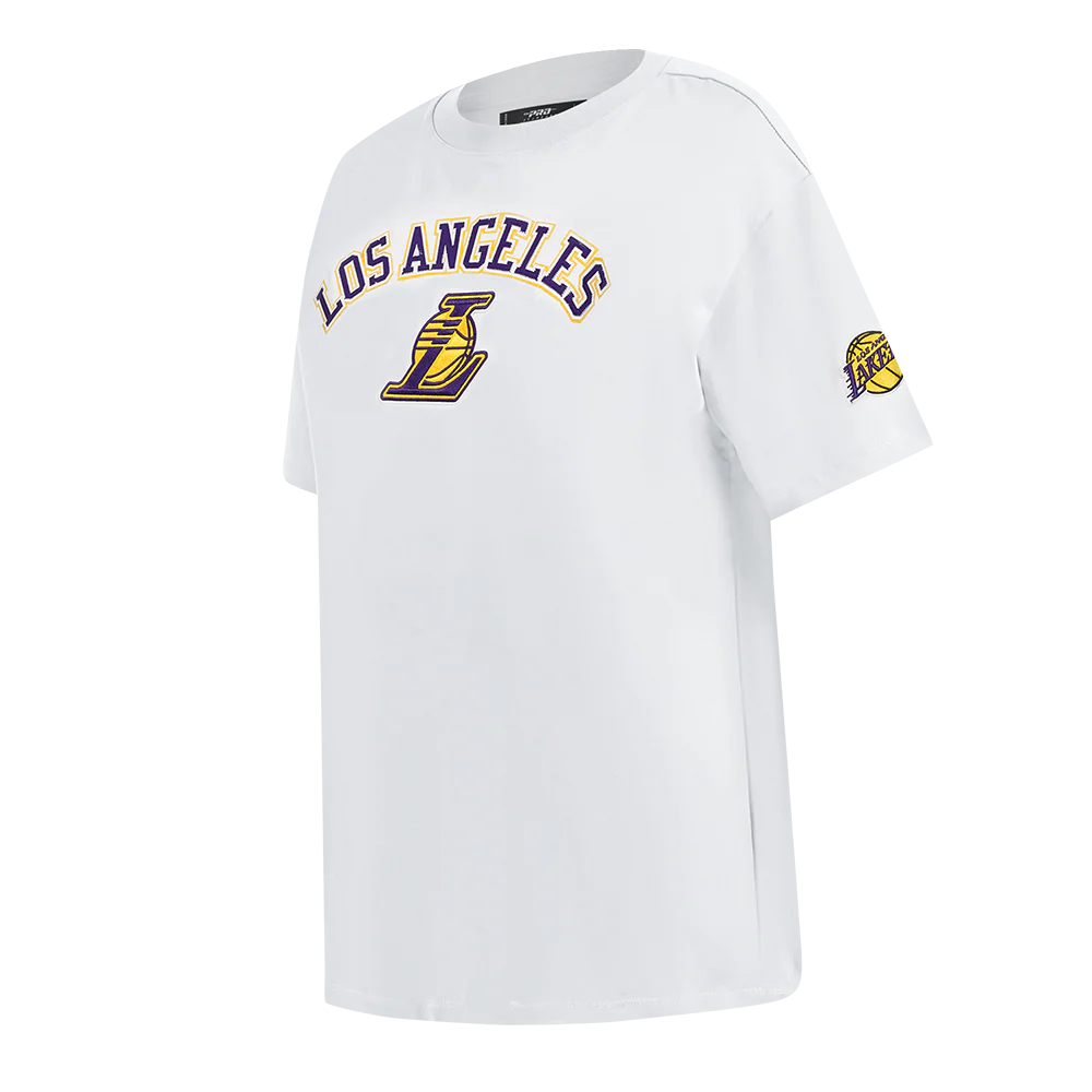 NBA LOS ANGELES LAKERS CLASSIC WIND WOMEN'S CTN BF TEE (WHITE) - Image 2