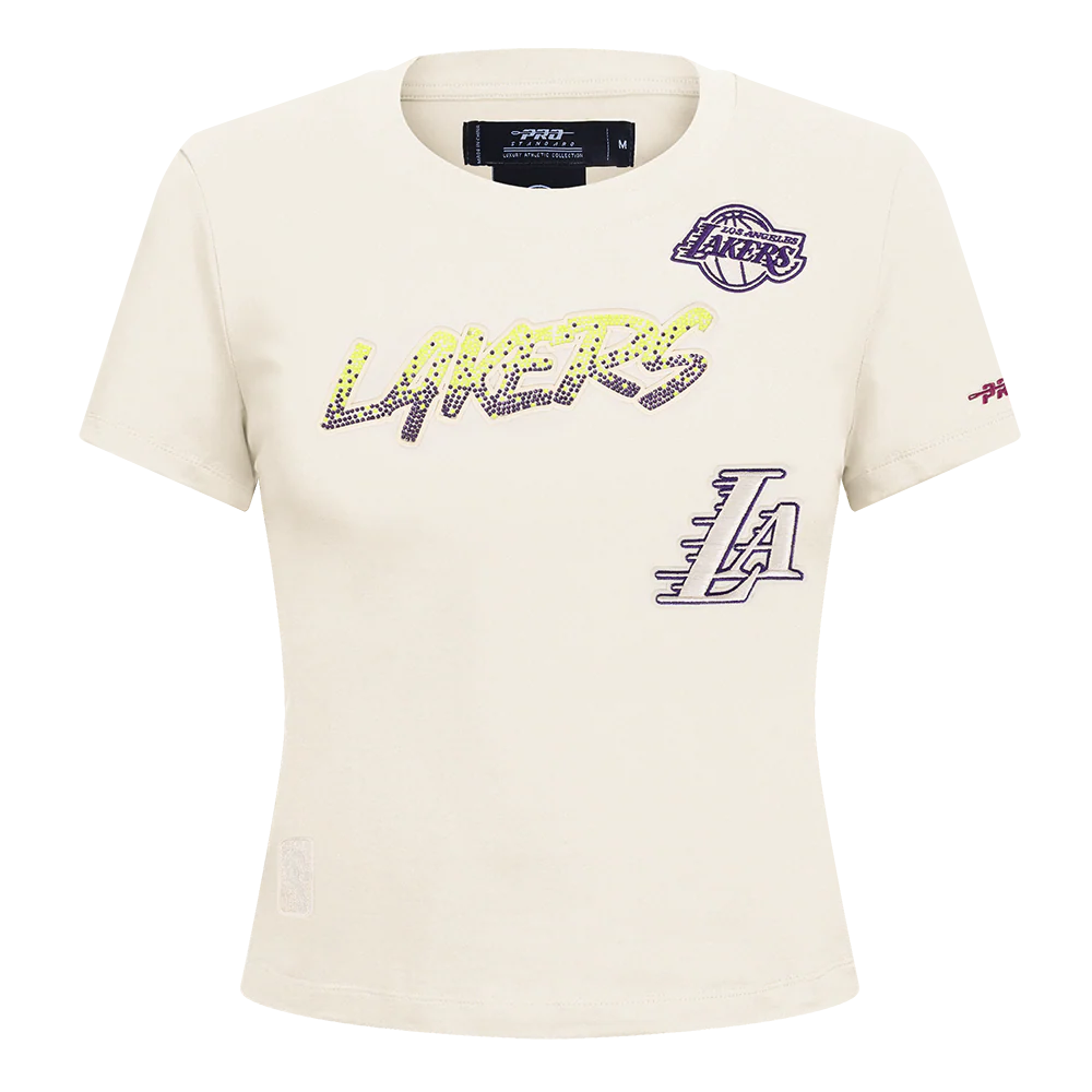 NBA LOS ANGELES LAKERS HIGH IMPACT WOMEN'S BABY DOLL TEE (EGGSHELL)