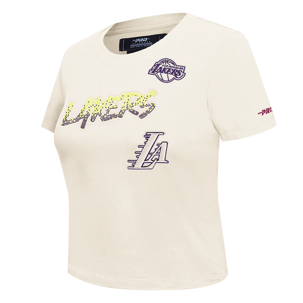 NBA LOS ANGELES LAKERS HIGH IMPACT WOMEN'S BABY DOLL TEE (EGGSHELL) - Image 2