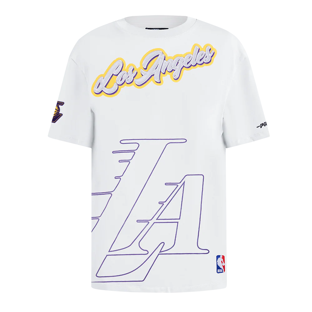 NBA LOS ANGELES LAKERS SHEER INFLUENCE WOMEN'S BOYFRIEND TEE (WHITE)