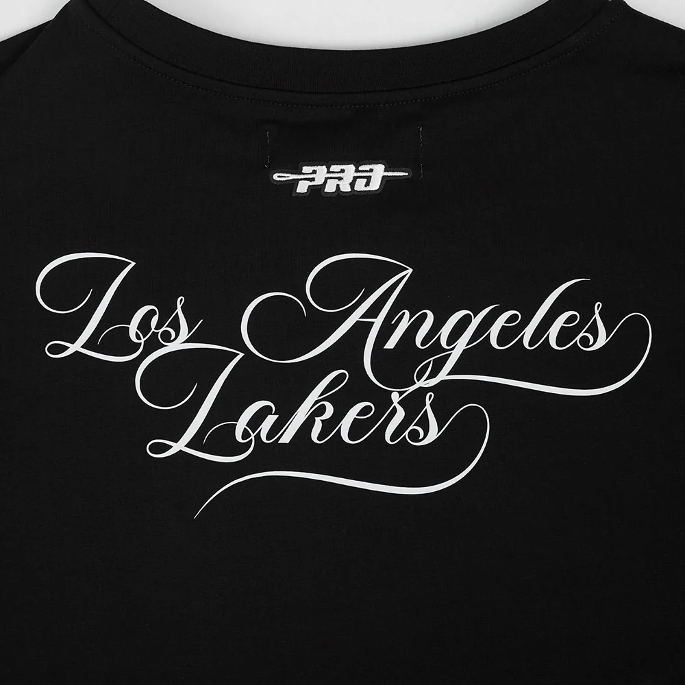 NBA LOS ANGELES LAKERS SUGAR SKULL WOMEN'S SINGLE JERSEY BOXY TEE (BLACK) - Image 7
