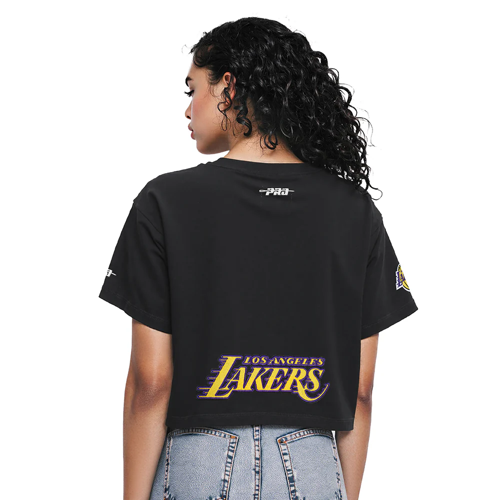 NBA LOS ANGELES LAKERS LEBRON JAMES #23 CLASSIC PNN WOMEN'S SJ BOXY TE (BLACK) - Image 2