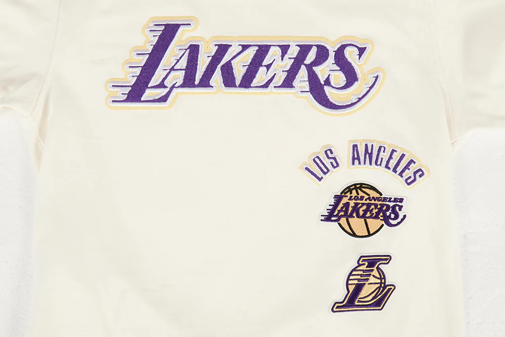 NBA LOS ANGELES LAKERS RETRO CLASSIC SINGLE JERSEY BIG BOYS SINGLE JERSEY TAPING TEE (EGGSHELL/ PURPLE) - Image 3