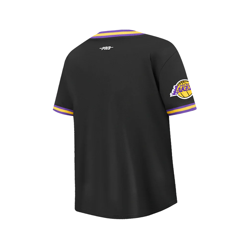 NBA LOS ANGELES LAKERS RETRO CLASSIC BIG BOY'S SS STRIPED RIB TEE (BLACK/PURPLE) - Image 6