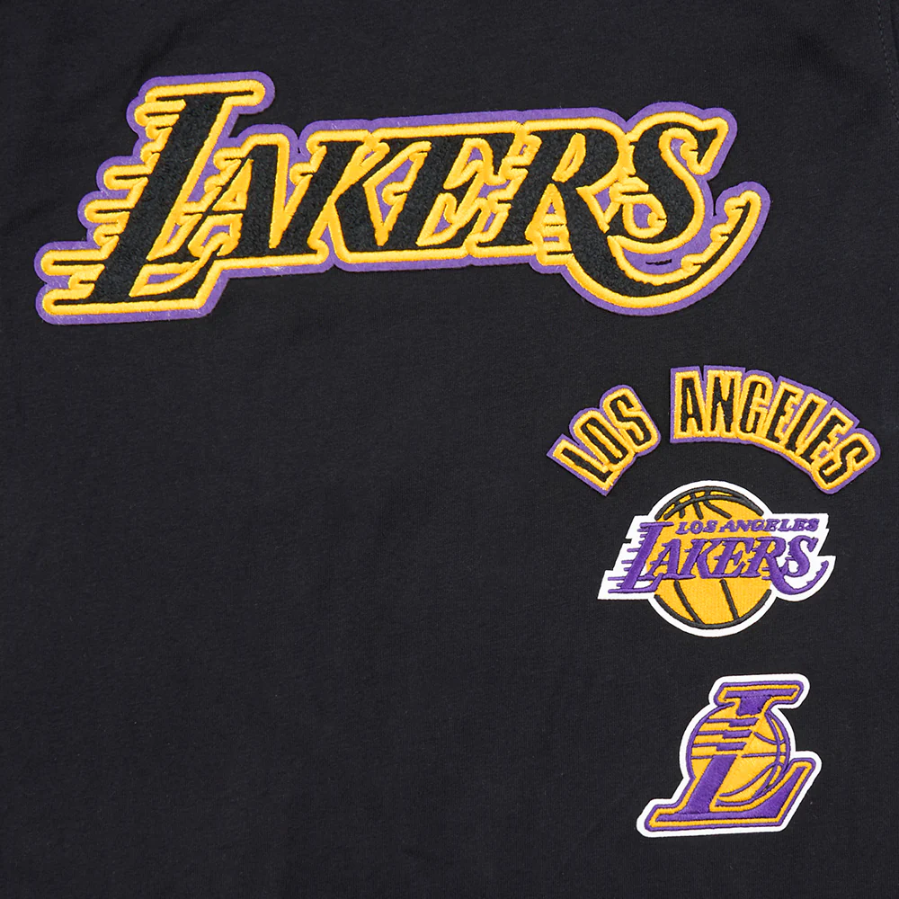 NBA LOS ANGELES LAKERS RETRO CLASSIC BIG BOY'S SS STRIPED RIB TEE (BLACK/PURPLE) - Image 9