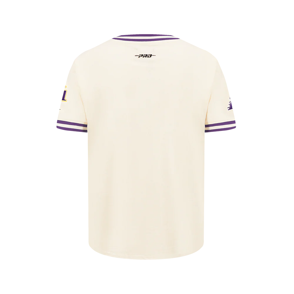 NBA LOS ANGELES LAKERS RETRO CLASSIC BIG BOY'S SS STRIPED RIB TEE (EGGSHELL/ PURPLE) - Image 3