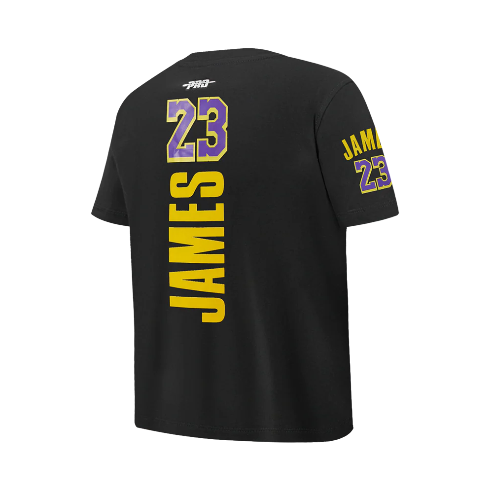NBA LOS ANGELES LAKERS LEBRON JAMES #23 CLASSIC PNN BIG BOY'S SS TEE (BLACK) - Image 4