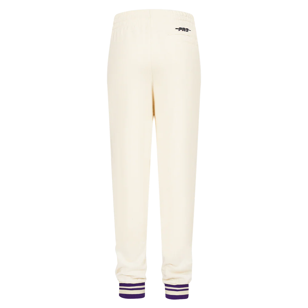 NBA LOS ANGELES LAKERS RETRO CLASSIC BIG BOYS RIB FLC SWEATPANT (EGGSHELL/ PURPLE) - Image 4