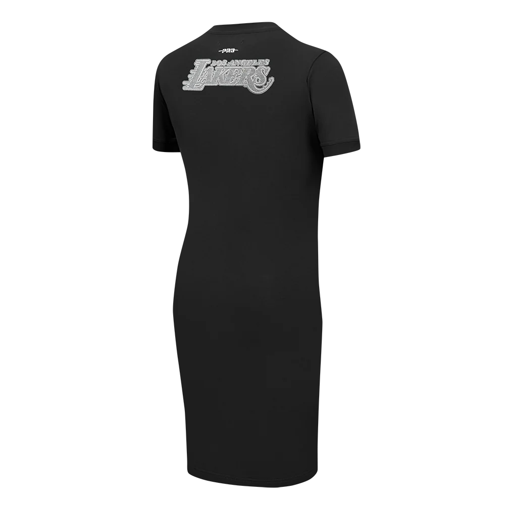NBA LOS ANGELES LAKERS REVERSE FRENCH TERRY WOMEN'S BODYCON DRESS (BLACK) - Image 4