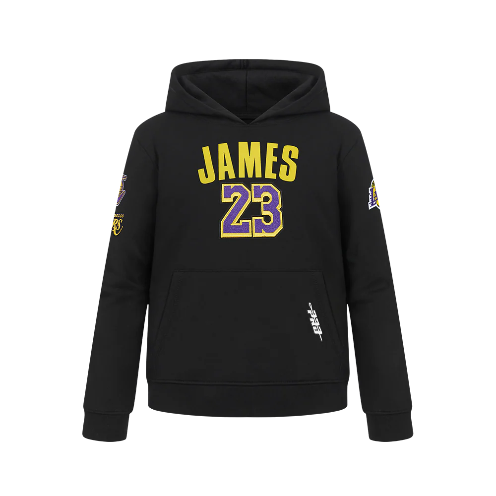 NBA LOS ANGELES LAKERS LEBRON JAMES #23 CLASSIC PNN BIG BOY'S FLEECE PO (BLACK) - Image 3
