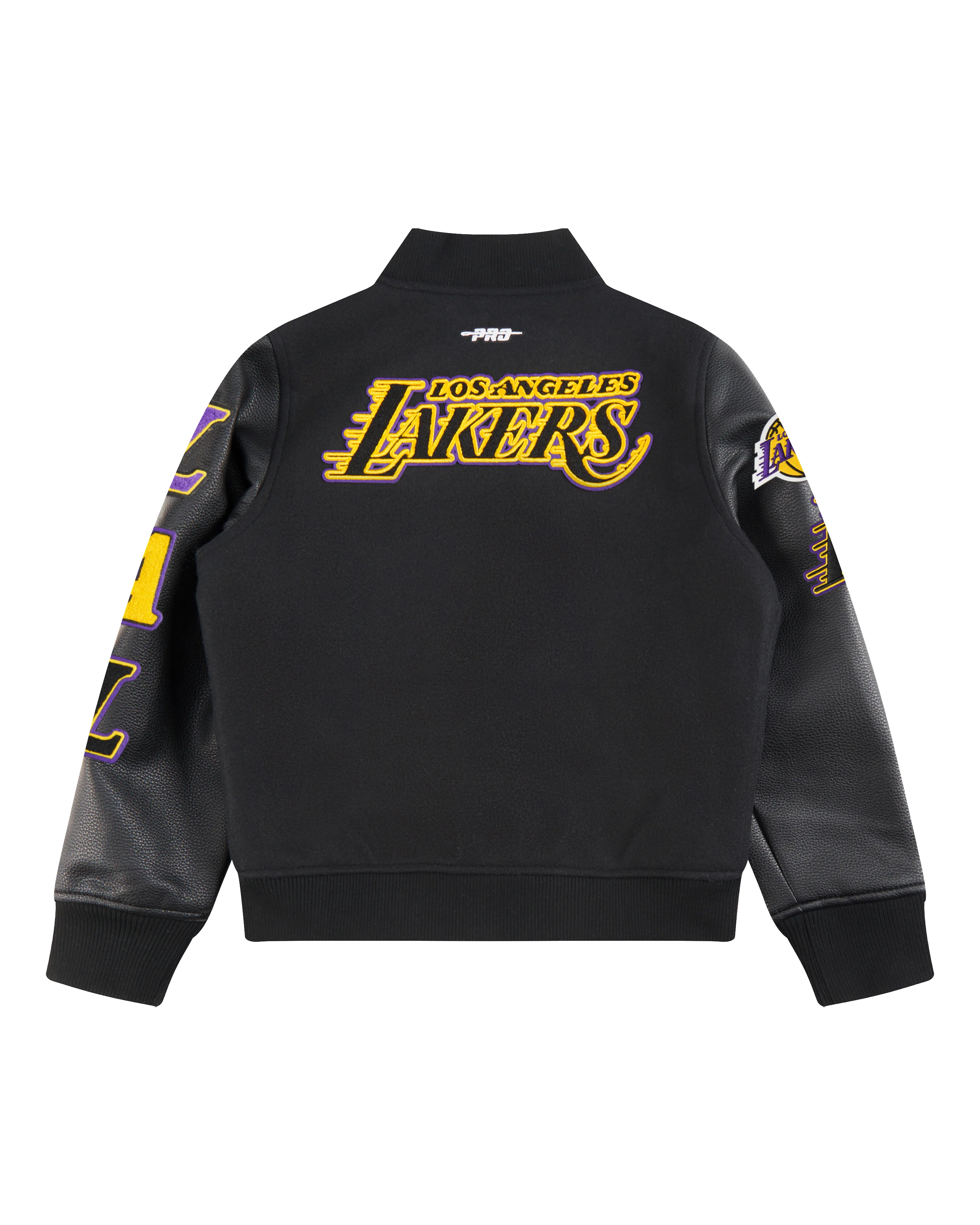 NBA LOS ANGELES LAKERS CLASSIC BIG BOYS WOOL VARSITY JACKET (JET BLACK) - Image 2