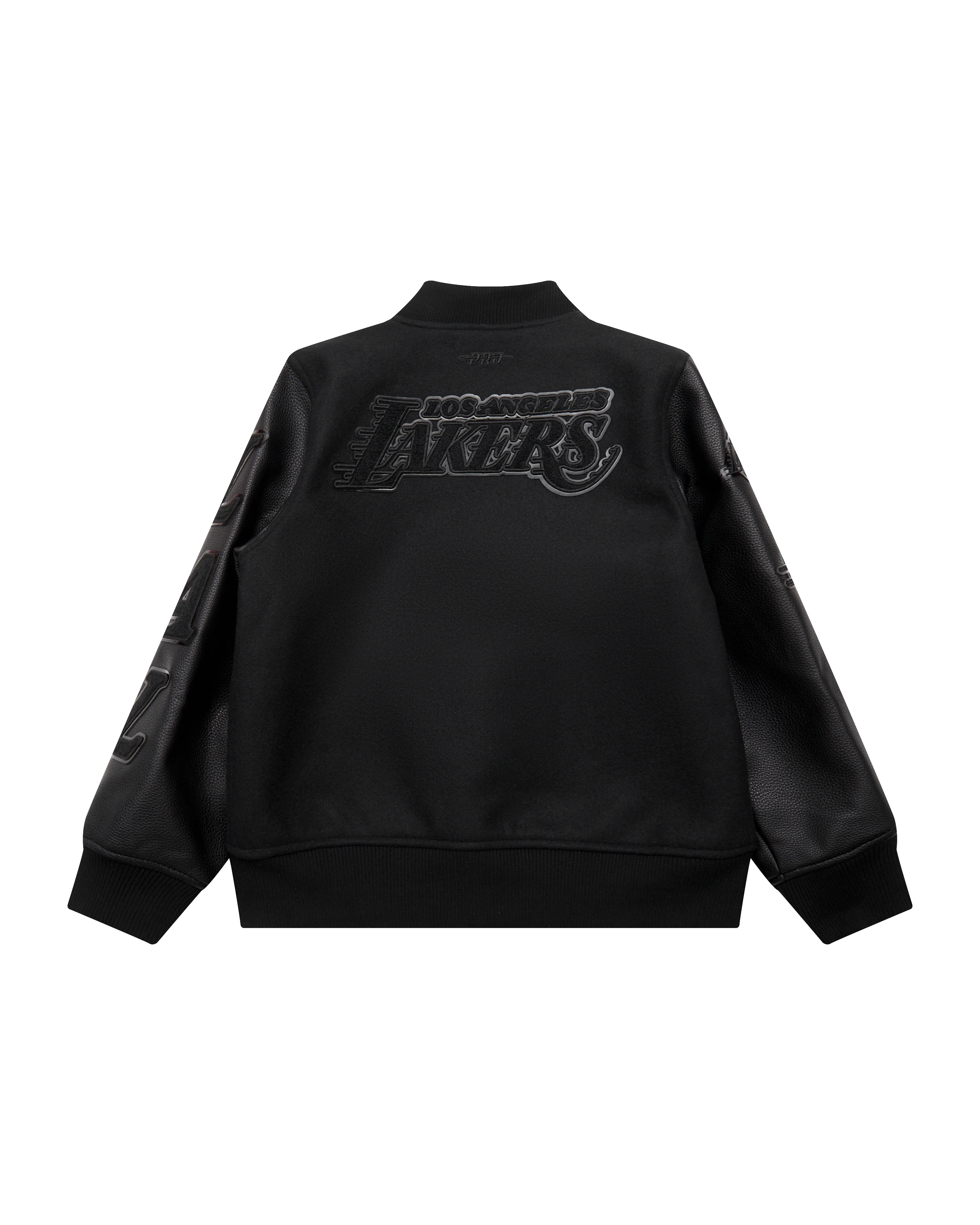 NBA LOS ANGELES LAKERS TRIPLE BLACK BIG BOYS WOOL VARSITY JACKET (JET BLACK) - Image 2