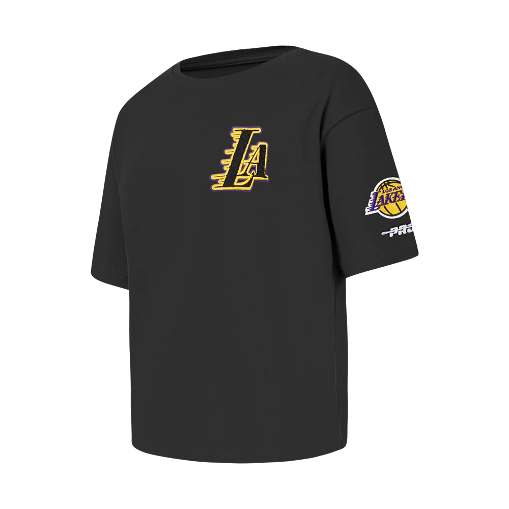 NBA LOS ANGELES LAKERS CLASSIC BIG GIRLS SHORT SLEEVE BOXY TEE (BLACK) - Image 2