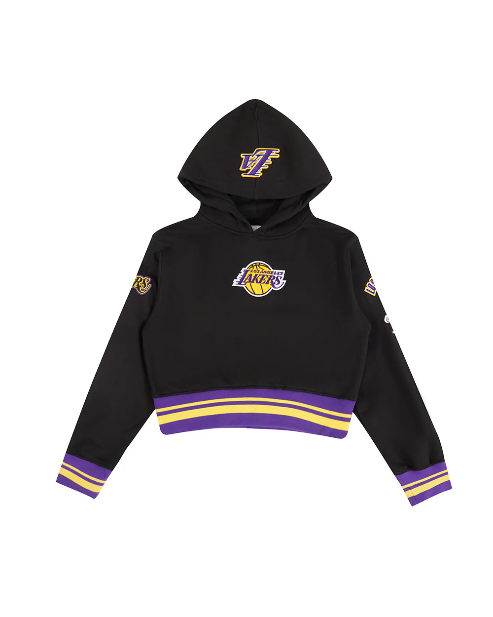 NBA LOS ANGELES LAKERS RETRO CLASSIC BIG GIRLS RIB FLEECE PULLOVER HOODIE (BLACK/PURPLE)