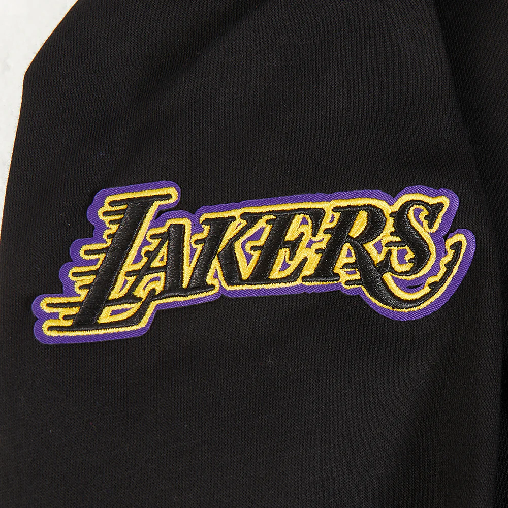 NBA LOS ANGELES LAKERS RETRO CLASSIC BIG GIRLS RIB FLEECE PULLOVER HOODIE (BLACK/PURPLE) - Image 4