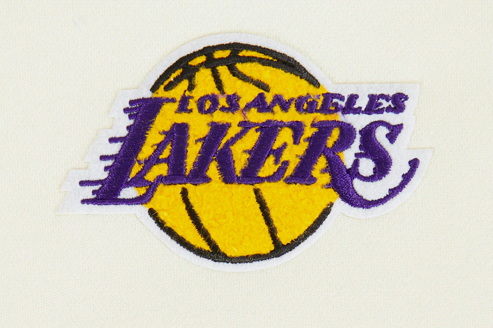 NBA LOS ANGELES LAKERS RETRO CLASSIC BIG GIRLS RIB FLEECE PULLOVER HOODIE (EGGSHELL/ PURPLE) - Image 3
