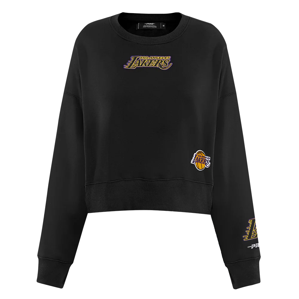 NBA LOS ANGELES LAKERS WINGSPAN WOMEN'S FLEECE CREWNECK (BLACK) - Image 2