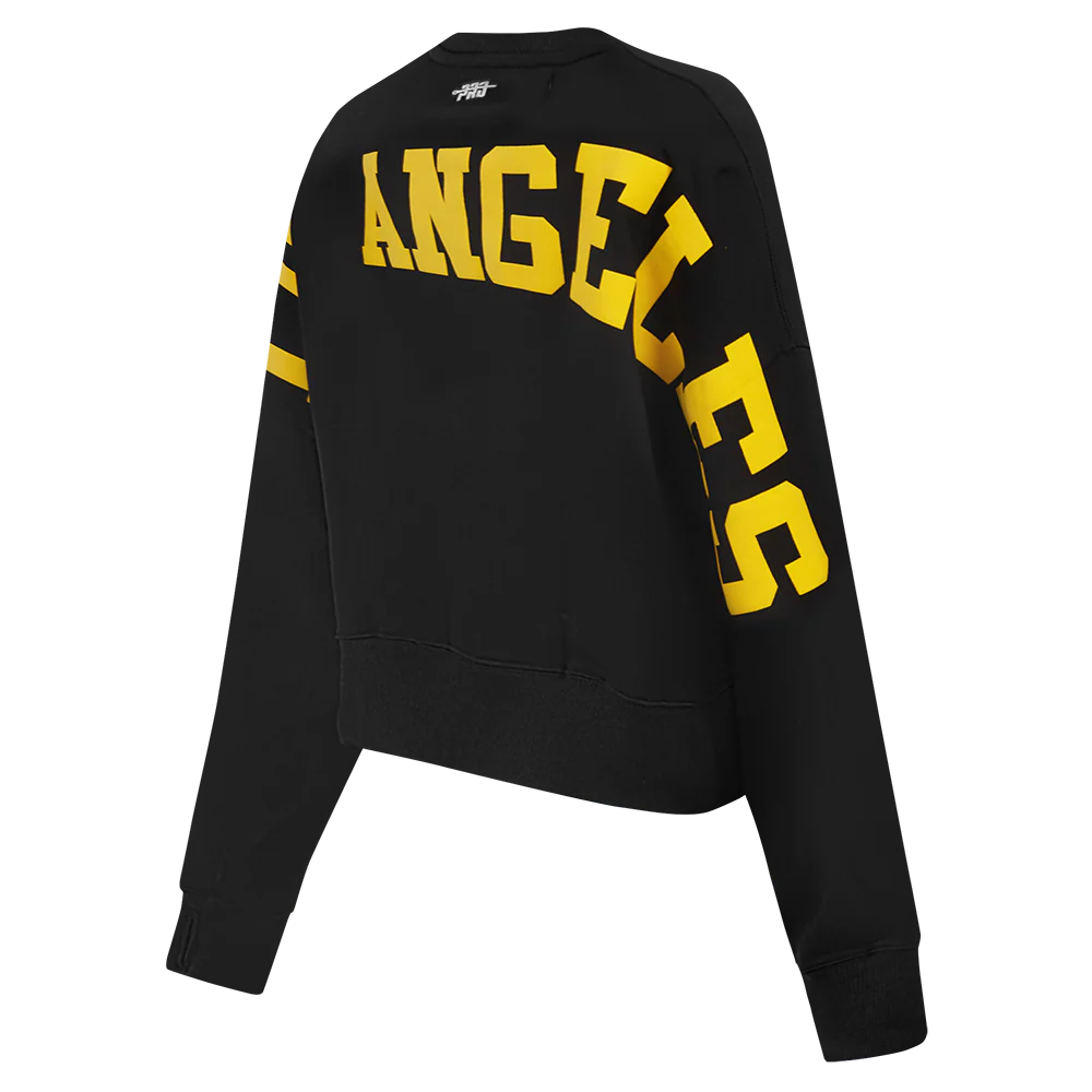 NBA LOS ANGELES LAKERS WINGSPAN WOMEN'S FLEECE CREWNECK (BLACK) - Image 5